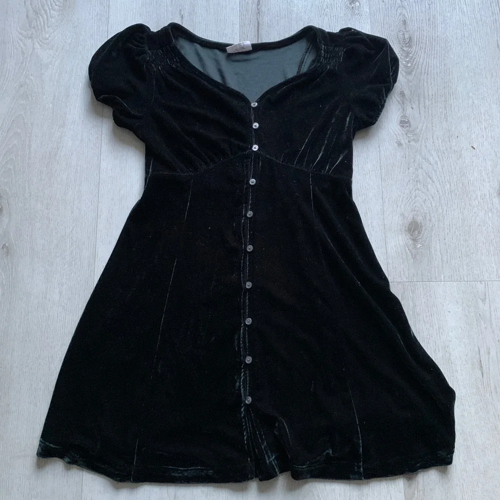 GAP Teen Black Velvet Button-Front‎ Dress Girls' Size 12